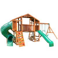 Complex 2 in 1 de Joaca din cedru Boulder Bluff KidKraft - Centru cu 2 tobogane si 2 nivele - Cedar Summit Play Centre Complex 2 in 1 de Joaca din cedru Boulder Bluff KidKraft - Centru cu 2 tobogane si 2 nivele - Cedar Summit Play Centre